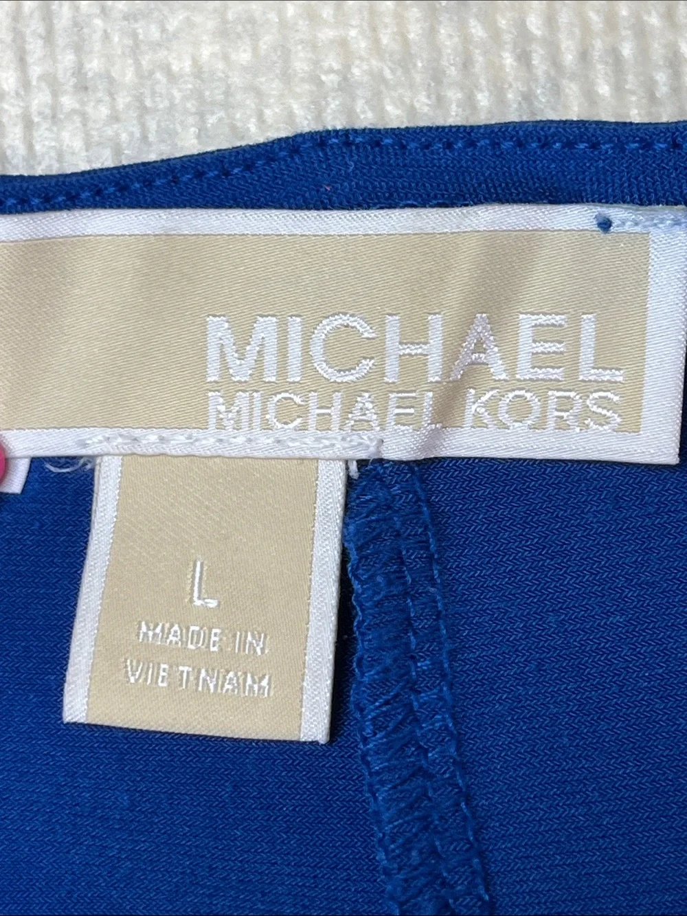 Michael Kors Royal Blue Draped Twist-Front Midi Dress-Large
